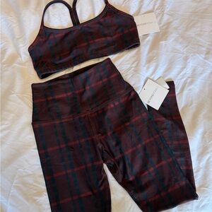 Beyond Yoga Burgundy and Black Activewear Set